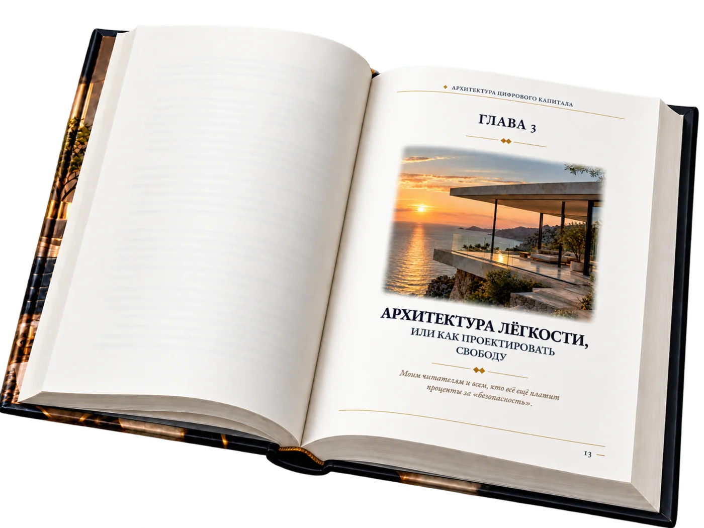 Раскрытая книга на первой странице главы 3 «Архитектура лёгкости»